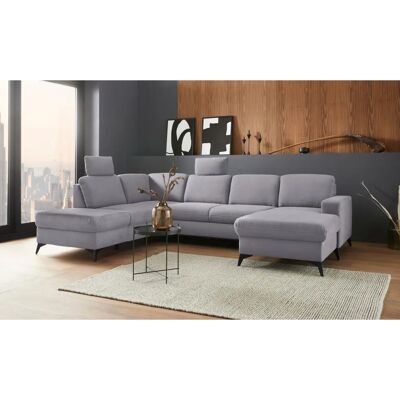 PLACES OF STYLE Lolland U-Form Sofa - Mikrofaser, Grau PLACES OF STYLE Lolland U-Form Sofa - Mikrofaser, Grau