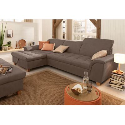Home affaire Lyla L-Form Sofa - Microfaser, Braun, mit Rückenverstellung & Stauraum Home affaire Lyla L-Form Sofa - Microfaser, Braun, mit Rückenverstellung & Stauraum