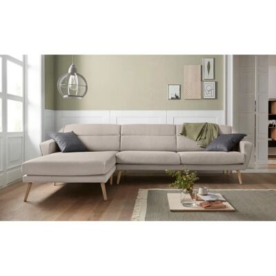 Andas L-Form Sofa - Skandinavischer Stil, 5 Sitze, Beige Microfaser Andas L-Form Sofa - Skandinavischer Stil, 5 Sitze, Beige Microfaser