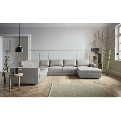 Andas U-Form Sofa - Microfaser Lederoptik - Grau - 6 Sitze Andas U-Form Sofa - Microfaser Lederoptik - Grau - 6 Sitze