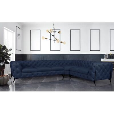Leonique Amaury L-Form Blau Chesterfield Sofa Leonique Amaury L-Form Blau Chesterfield Sofa