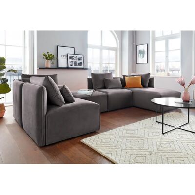 andasu202fNordic Interior Nöre Sofa - Samtoptik, Grau, 262cm andasu202fNordic Interior Nöre Sofa - Samtoptik, Grau, 262cm