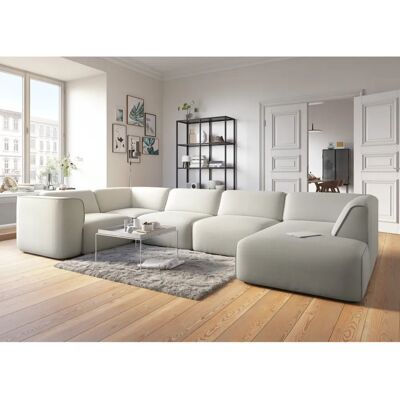 Raum.ID Merid U-Form Sofa - Modular, Beige Stoff, Wendbare Ottomane - U-Form Couch Raum.ID Merid U-Form Sofa - Modular, Beige Stoff, Wendbare Ottomane - U-Form Couch