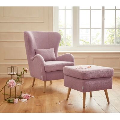 Guido Maria Kretschmer Salla Sessel - Fellimitat, Rosa, mit Hocker - Armchair Guido Maria Kretschmer Salla Sessel - Fellimitat, Rosa, mit Hocker - Armchair