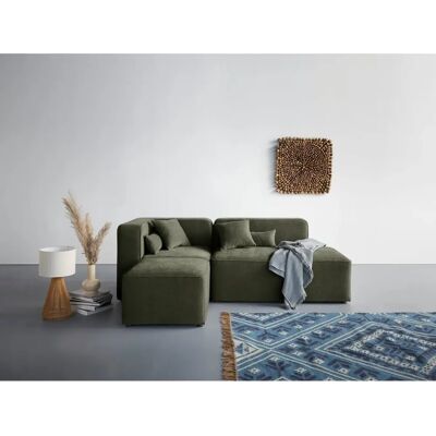 Nordic Interior Sundstrup L-Form Sofa - Samtoptik, Grün, Recamiere rechts - Skandinavisches Design Nordic Interior Sundstrup L-Form Sofa - Samtoptik, Grün, Recamiere rechts - Skandinavisches Design