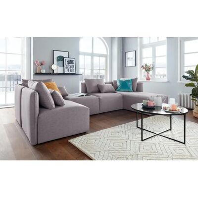 Andas Nore U-Form Sofa - Mikrofaser, Rechte Ottomane, 340x74x172 cm Andas Nore U-Form Sofa - Mikrofaser, Rechte Ottomane, 340x74x172 cm