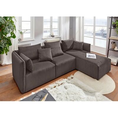 Andas Nöre L-Form Sofa - Hellesbraune Polyester-Ecksofa mit Kissen Andas Nöre L-Form Sofa - Hellesbraune Polyester-Ecksofa mit Kissen