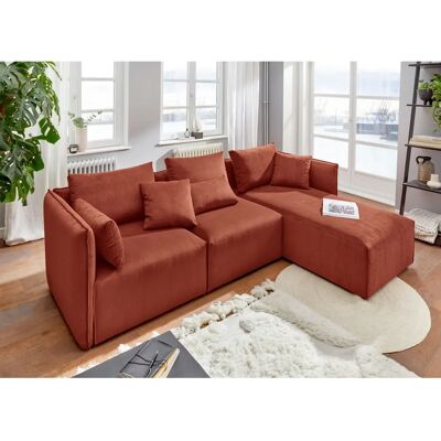 Andas Nore L-Form Orange Samtsofa - Sofa Andas Nore L-Form Orange Samtsofa - Sofa