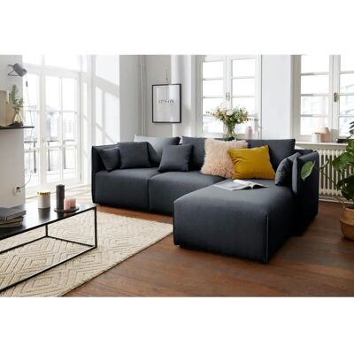 Nordic Interior Nöre L-Form Sofa - Webstoff, 4 Kissen, rechts ottomane Nordic Interior Nöre L-Form Sofa - Webstoff, 4 Kissen, rechts ottomane