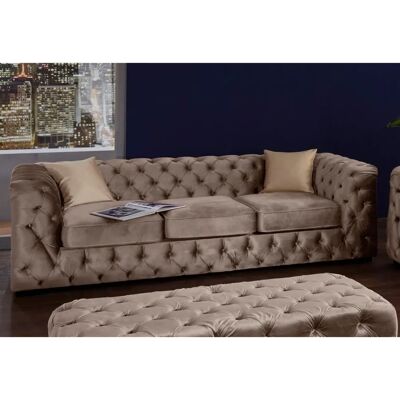 Guido Maria Kretschmer Kalina Braun Samt Chesterfield-Sofa - Sofa Guido Maria Kretschmer Kalina Braun Samt Chesterfield-Sofa - Sofa