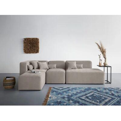 Andas taupe Samtoptik L-Form Sofa - Sofa Andas taupe Samtoptik L-Form Sofa - Sofa