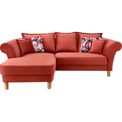 HOME AFFAIRE Tassilo L-Form Orange Velours Sofa - Sofa HOME AFFAIRE Tassilo L-Form Orange Velours Sofa - Sofa