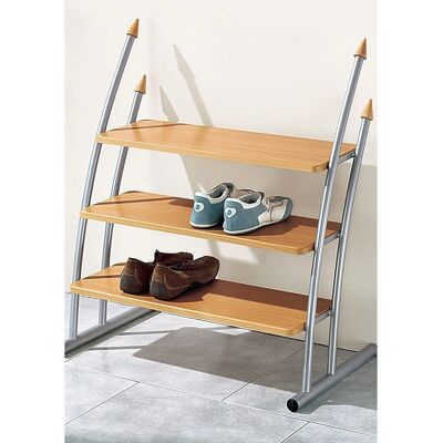 INOSIGN Schuhregal - 3 offene Fächer - Silber/Buche - Schuhaufbewahrung INOSIGN Schuhregal - 3 offene Fächer - Silber/Buche - Schuhaufbewahrung