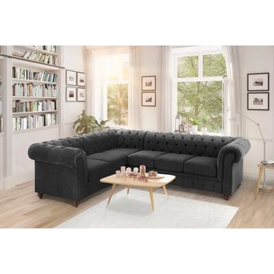 Home AFFAIRE Duc L-Form Sofa - Chesterfield, Grau, Modern Home AFFAIRE Duc L-Form Sofa - Chesterfield, Grau, Modern
