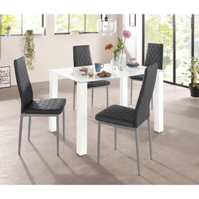 INOSIGN 120 cm Schwarz-Weiß Esstisch-Set - Tisch & 4 Stühle INOSIGN 120 cm Schwarz-Weiß Esstisch-Set - Tisch & 4 Stühle