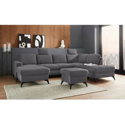 Places of Style Lolland U-Form Sofa - U-Form Grau Polyester Couch Places of Style Lolland U-Form Sofa - U-Form Grau Polyester Couch