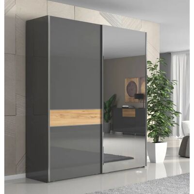 PLACES OF STYLE Onyx Grau Kleiderschrank - Modern, Soft-close, Spiegeltür PLACES OF STYLE Onyx Grau Kleiderschrank - Modern, Soft-close, Spiegeltür