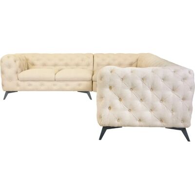 Leonique Glynis L-Form Sofa - Chesterfield, Beige, 323x75x264cm Leonique Glynis L-Form Sofa - Chesterfield, Beige, 323x75x264cm