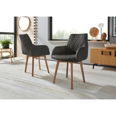HOME AFFAIRE Brest Esszimmerstuhl - 2 St. Microfaser, Massivholz, Grau HOME AFFAIRE Brest Esszimmerstuhl - 2 St. Microfaser, Massivholz, Grau