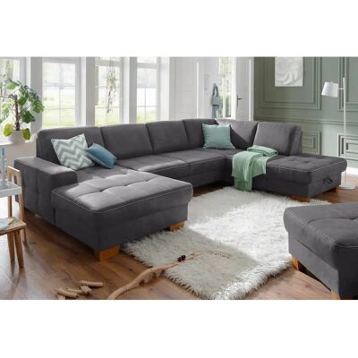 Home Affaire Puccini U-Form Sofa - Microfaser Vintage - mit Bettfunktion Home Affaire Puccini U-Form Sofa - Microfaser Vintage - mit Bettfunktion