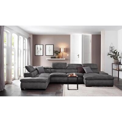 Home affaire Alberto U-Form Sofa - Vintage Mikrofaser - Grau - Eckbank Home affaire Alberto U-Form Sofa - Vintage Mikrofaser - Grau - Eckbank