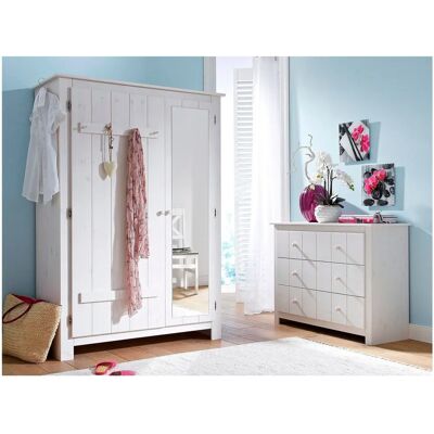 Home Affaire Bertram Weiß Garderobenschrank - Schrank aus Massivholz Home Affaire Bertram Weiß Garderobenschrank - Schrank aus Massivholz