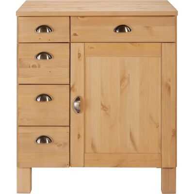 HOME AFFAIRE Oslo Beige - Badschrank mit 1 Tür & 5 Schubladen - Massivholz HOME AFFAIRE Oslo Beige - Badschrank mit 1 Tür & 5 Schubladen - Massivholz
