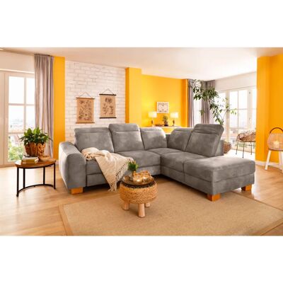 HOME AFFAIRE Dundee L-Form Sofa - Microfaser Florence, grau-beige, Ottomane rechts, 263cm HOME AFFAIRE Dundee L-Form Sofa - Microfaser Florence, grau-beige, Ottomane rechts, 263cm