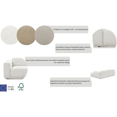 Andas Noord Beige Ecksofa - Skandinavisches Design, Recamiere, 2-Sitzer Andas Noord Beige Ecksofa - Skandinavisches Design, Recamiere, 2-Sitzer