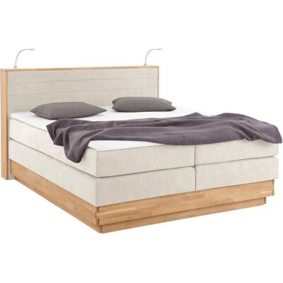 Home Affaire Cavan Boxspringbett mit LED, Beige, 200x200cm - Bett mit Stauraum Home Affaire Cavan Boxspringbett mit LED, Beige, 200x200cm - Bett mit Stauraum
