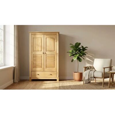 HOME AFFAIRE Rauna - Beiger Wäscheschrank, 2-türig, 96cm breit - Wardrobe HOME AFFAIRE Rauna - Beiger Wäscheschrank, 2-türig, 96cm breit - Wardrobe