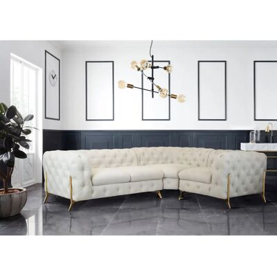 Leonique Amaury L-Form Modern Chesterfield-Sofa Beige Leonique Amaury L-Form Modern Chesterfield-Sofa Beige