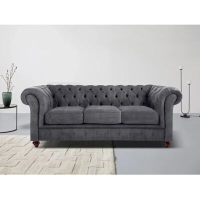 HOME AFFAIRE Chesterfield 3-Sitzer Microfaser Grau - Couch HOME AFFAIRE Chesterfield 3-Sitzer Microfaser Grau - Couch