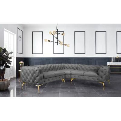 Leonique Glynis Samtoptik L-Form Chesterfield Sofa Leonique Glynis Samtoptik L-Form Chesterfield Sofa