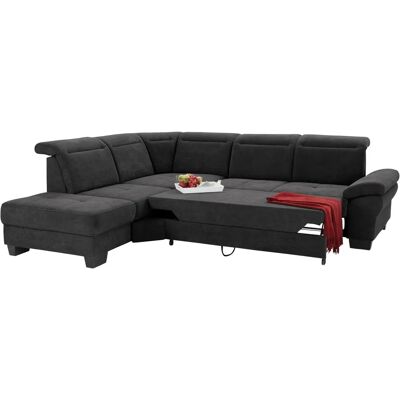 Places of Style Cornwall L-Form Sofa - Microfaser, Schwarz - 7 Sitze Places of Style Cornwall L-Form Sofa - Microfaser, Schwarz - 7 Sitze