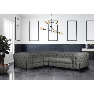 Leonique Amaury L-Form Chesterfield Grau Sofa Leonique Amaury L-Form Chesterfield Grau Sofa