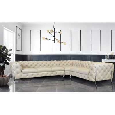 Leonique L-Form Beiges Samtsofa - Sofa Leonique L-Form Beiges Samtsofa - Sofa