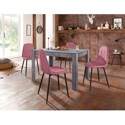 INOSIGN Runder rosa & grau Esstisch-Set - 4 Sitzplätze INOSIGN Runder rosa & grau Esstisch-Set - 4 Sitzplätze