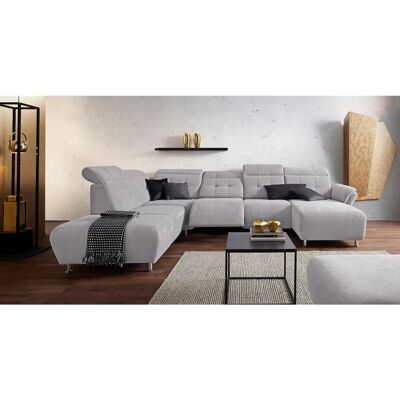 Places of Style Manhattan U-Form Sofa - Modern, Microfaser, Silber - 345x102x247 cm Places of Style Manhattan U-Form Sofa - Modern, Microfaser, Silber - 345x102x247 cm