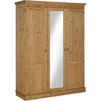 HOME AFFAIRE Indra Drehtürenschrank, beige, mit Spiegel, Kiefer massiv HOME AFFAIRE Indra Drehtürenschrank, beige, mit Spiegel, Kiefer massiv