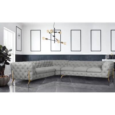 Leonique Amaury L-Form Silber Sofa - Modern Ecksofa Leonique Amaury L-Form Silber Sofa - Modern Ecksofa