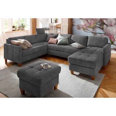 Home affaire Earl U-Form Sofa - Mikrofaser Lederoptik, Grau Home affaire Earl U-Form Sofa - Mikrofaser Lederoptik, Grau