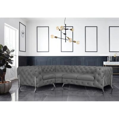 Leonique Amaury L-Form Sofa - Modern Chesterfield, Grau, 6,5 Sitze Leonique Amaury L-Form Sofa - Modern Chesterfield, Grau, 6,5 Sitze