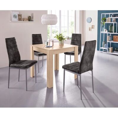INOSIGN Essgruppe - 1 Tisch 4 Stühle - Microfaser, grau INOSIGN Essgruppe - 1 Tisch 4 Stühle - Microfaser, grau