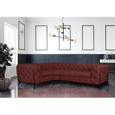 Leonique Amaury L-Form Sofa - L-förmiger Samtoptik, schwarze Füße, rosa Leonique Amaury L-Form Sofa - L-förmiger Samtoptik, schwarze Füße, rosa