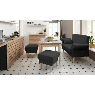 HOME AFFAIRE Scalea - Schwarzer Hocker mit Federkern-Polsterung HOME AFFAIRE Scalea - Schwarzer Hocker mit Federkern-Polsterung