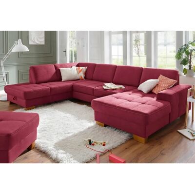 Home affaire Puccini U-Form Sofa - Microfaser, Bordeaux, Ottomane links - Wohnzimmermöbel Home affaire Puccini U-Form Sofa - Microfaser, Bordeaux, Ottomane links - Wohnzimmermöbel