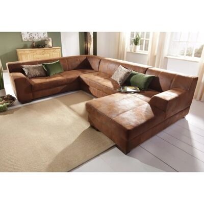 HOME AFFAIRE Falk U-Form Sofa - Microfaser, Braun, Bettfunktion HOME AFFAIRE Falk U-Form Sofa - Microfaser, Braun, Bettfunktion