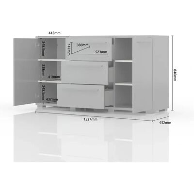 Places of Style Piano Weiß Hochglanz Sideboard - Sideboard Places of Style Piano Weiß Hochglanz Sideboard - Sideboard
