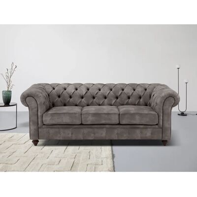 Home Affair Chesterfield 3-Sitzer Sofa - Microfaser - Braun Home Affair Chesterfield 3-Sitzer Sofa - Microfaser - Braun